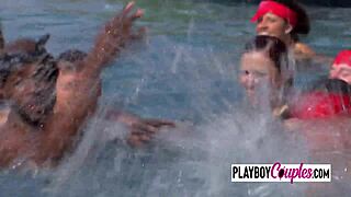 Swinger Ladies Dive into Wild Red Orgy Room