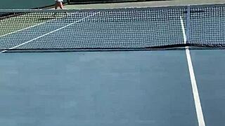 brunette babe abbie maley public sex on tennis court