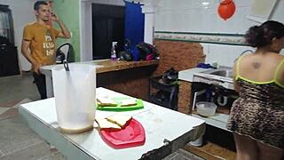 I fuck my stepson's cousin's pussy alone at home 😏