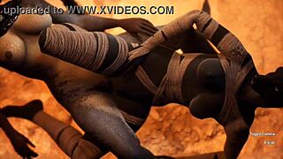 Furry Jackal Scissoring Furry Dragon in Lesbian Sex