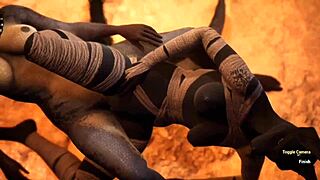 Furry Jackal Scissoring Furry Dragon in Lesbian Sex