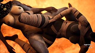 Furry Jackal Scissoring Furry Dragon in Lesbian Sex