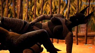 Furry Jackal Scissoring Furry Dragon in Lesbian Sex