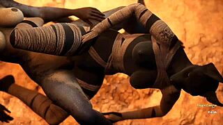 Furry Jackal Scissoring Furry Dragon in Lesbian Sex