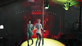 Fallout 4 fashion features pantyhose and body in outdoor public setting.