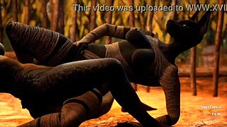 Furry Jackal Scissoring Furry Dragon in Lesbian Sex