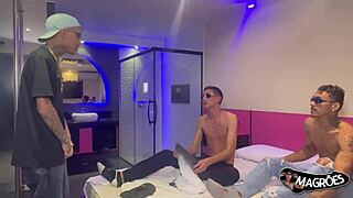 Brazilian Twink Takes Two Cocks in Ass