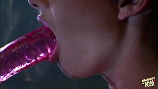 gorgeous dark eyes stare as he cums in her mouth