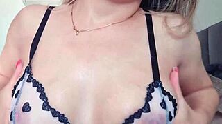 Latina Blonde Teasing Her Natural Breasts