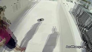 Broke teen sucks cock publicly