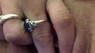 She was using a vibrator on her dry pussy lips during masturbation