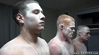 Army men hazing with nude showering and gay fucking