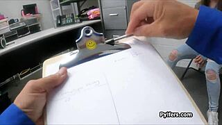 ass fucking busty teen 18+ in back office