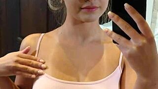 Mia Piper's solo performance of masturbation in front of the mirror.