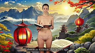 brunette with small tits reads art of war naked 😊