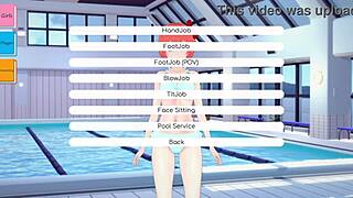 doki doki literature club hentai featuring footjob in anime game