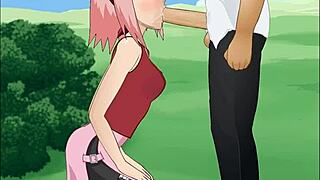 Naruto - Sakura Haruno Gives Super Deepthroat Blowjob!