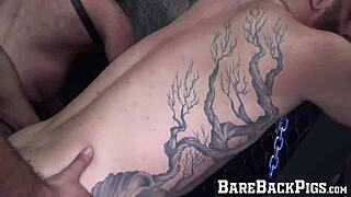 Bearded hunk Amir Badri takes dildo in ass after wild threesome with big cocks 😈💥