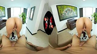 Beautiful Latina babe undresses in VR before engaging in passionate sex