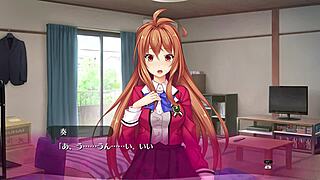 Hentai oyunu 03'te iç çamaşırlı karakterlerle yoğun bukkake eylemi ve blowbang zorlukları