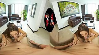 Beautiful Latina babe undresses in VR before engaging in passionate sex