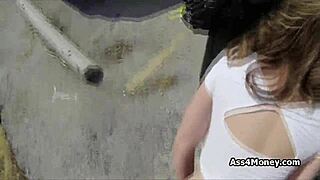 You see this broke teen with huge tits getting banged in the parking lot?