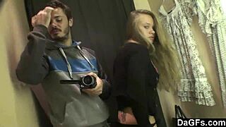 Blonde teen feels intense pleasure fingering her ass at the tanning salon. She moans as she reaches orgasm.