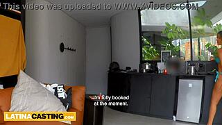 Tiny latina model deepthroats in garage audition