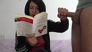 French Amateur Stepmom Makes Him Cum While Reading!