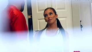 hot wife armani black works out and flirts with gym trainer