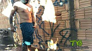 Gay guy alone in backyard with naughty girl