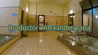 Public shower action in Tijuana