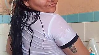 He loves seeing my wet arm in the bath.