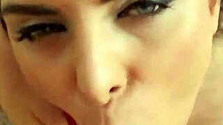 Blowjob POV with stunning beauty sucking hard