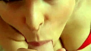 Blowjob POV with stunning beauty sucking hard