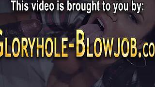 gloryhole fucked babe guzzles cum 😈