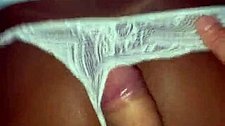 wife out, stepdaughter in panties on sofa, jerking off