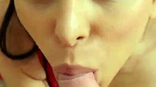 Blowjob POV with stunning beauty sucking hard