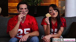 Blonde teen Adria Rae and Lucas Frost engage in snack scene with cock and ass action.