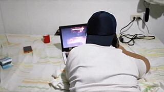 A young gamer girl gets punished for losing in lesbian scene