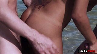 3 wayporn - amateur w big tits 3some outdoor