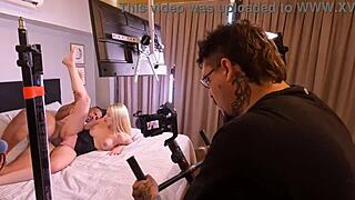 Behind the scenes look at porn production with blonde actress in backstage interviews