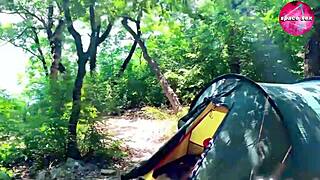 Saw Anime Girl Masturbating Solo at Camping Site