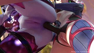 D.Va, Mercy, and Widowmaker dive into steamy lesbian deflowering action.