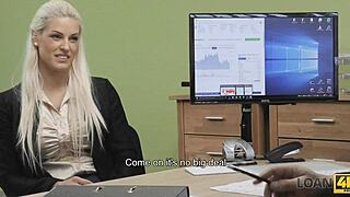 Pervert guy fucks busty blonde for cash!