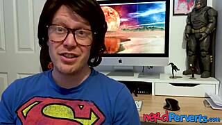 Two lucky nerds get blown by insatiable UK slut