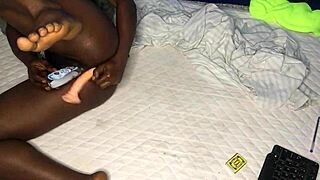 I use a huge dildo in both tight holes and cum massively