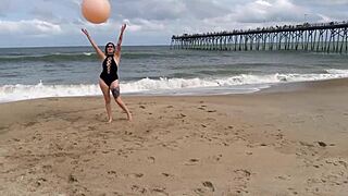 Lovely ladies pose in bikinis during beach photoshoot