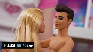 Sexy venus vixen plays with barbie and ken dolls while masturbating