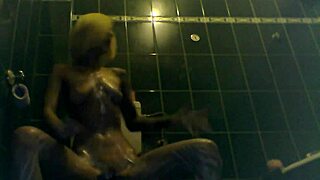 Blonde amateur gets her body covered in cream 😋